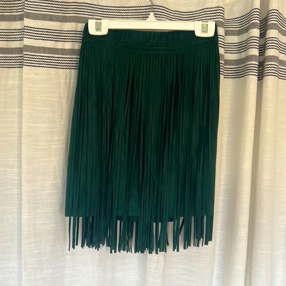Green Stringy Mini Skirt